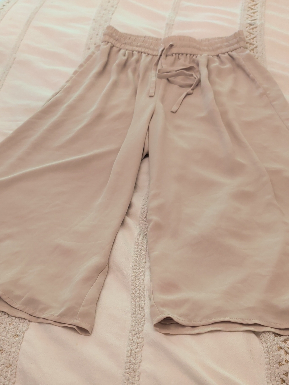 Babaton Taupe Wide-Leg Drawstring Pants